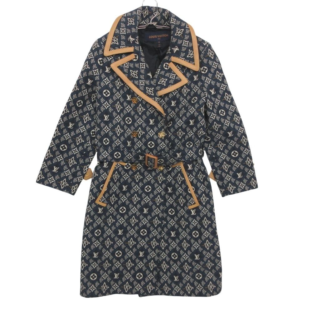 LOUIS VUITTON ルイ・ヴィトン トレンチコート SINCE 1854 RW211B ZFK FKOW23 モノグラム 総柄 ステートメント ダブルブレステッド ベルト付き ネイビー 34【XS】 レディース 【中古】 100,000円