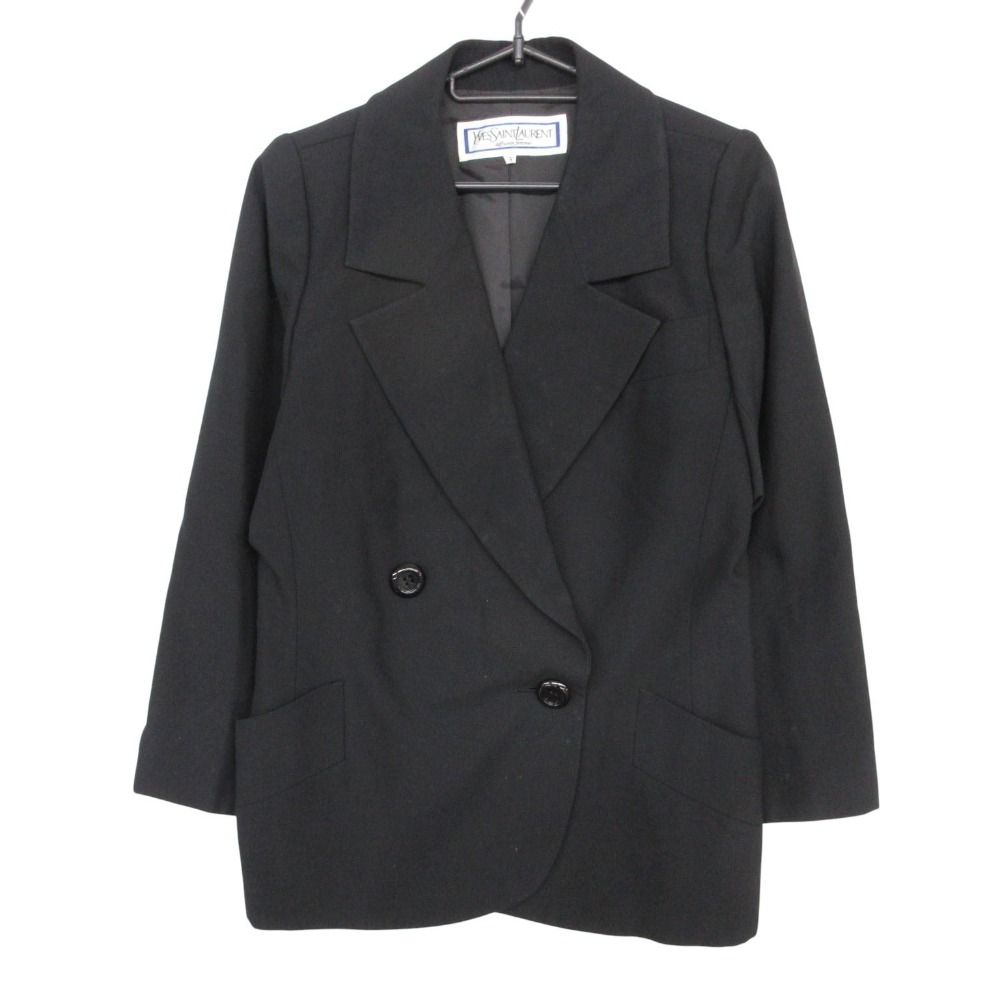 YVES SAINT LAURENT イヴ・サンローラン テーラードジャケット ダブルブレスト ブレザー ブラック S レディース 【中古】