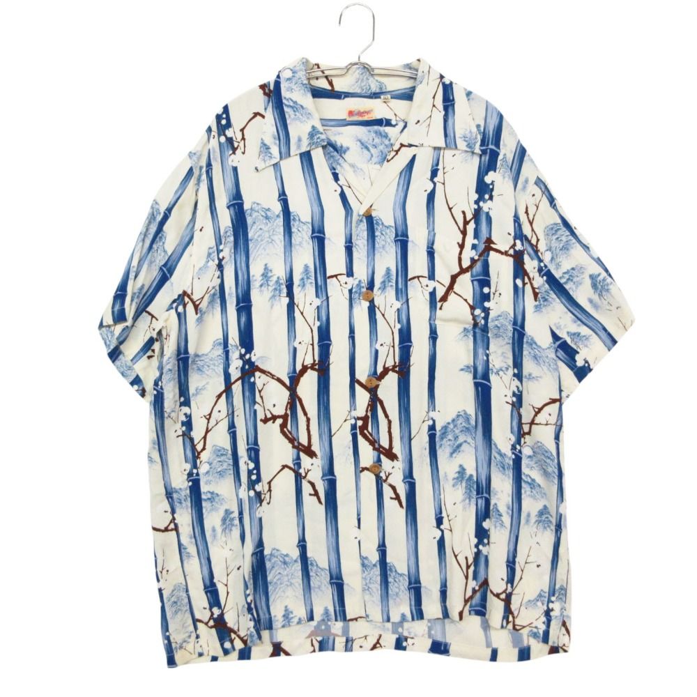 SUN SURF サンサーフ 半袖Ｔシャツ 竹桜 バンブー アロハ シャツ 半袖 トップス BAMBOO PLAM ホワイト×ブルー L メンズ 【中古】 11,550円