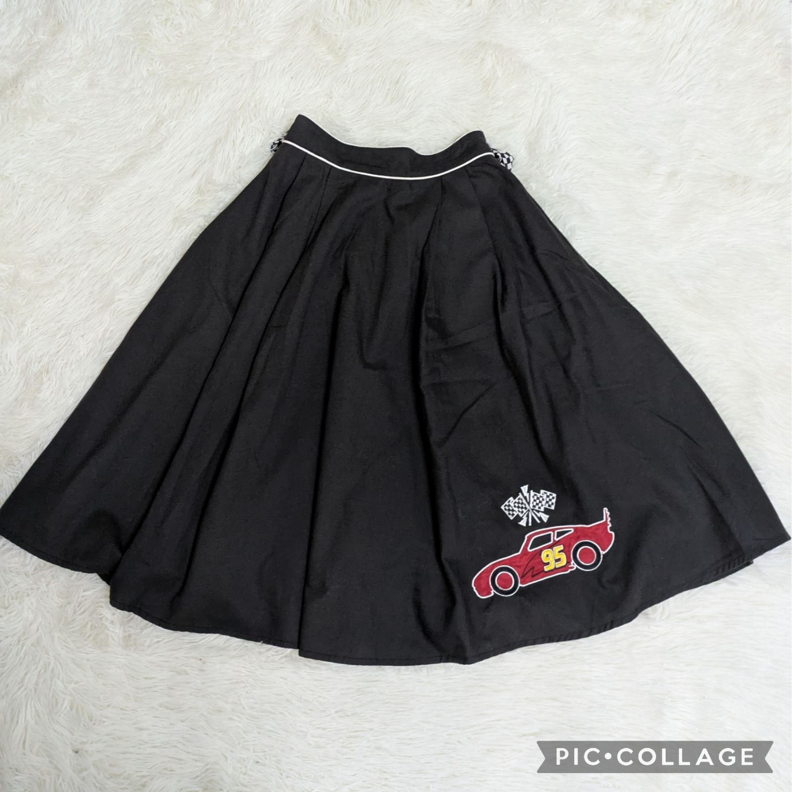 〈127〉【シークレットハニー風】カーズ マックィーン フレアスカート チェックリボン付き