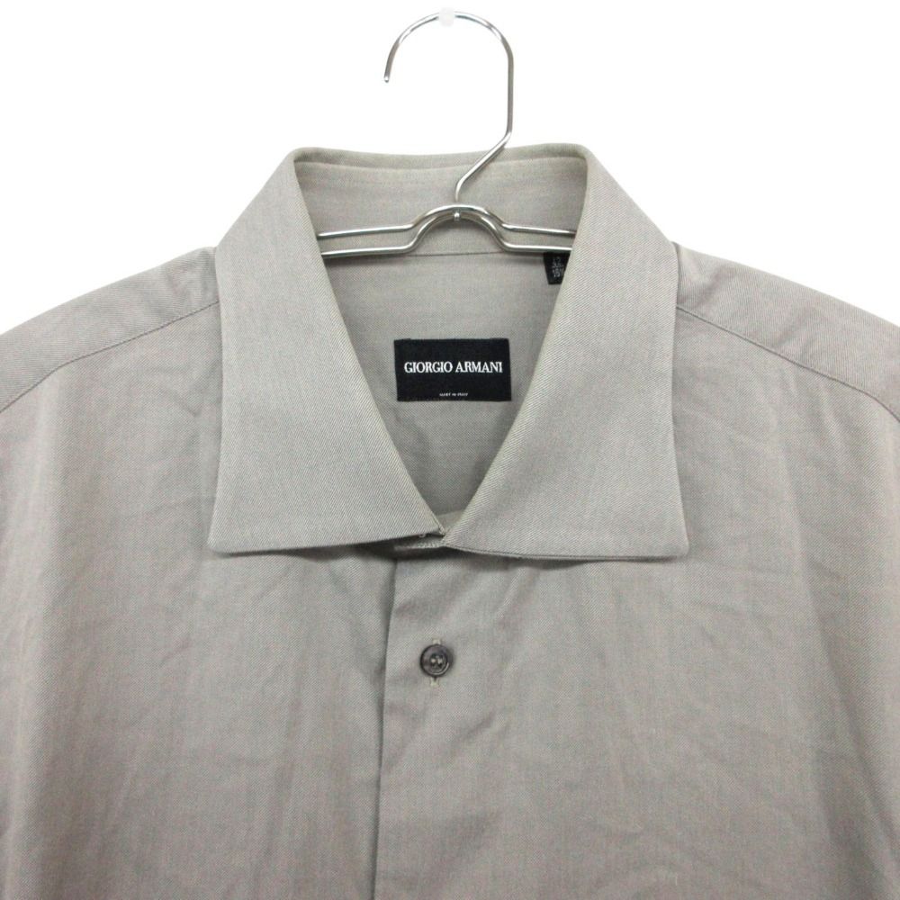 美品 ジョルジオアルマーニ クラシコ 長袖シャツ ライトグレー XL イタリア製 GIORGIO ARMANI ジョルジオアルマーニ 長袖シャツ ホリゾンタルカラー