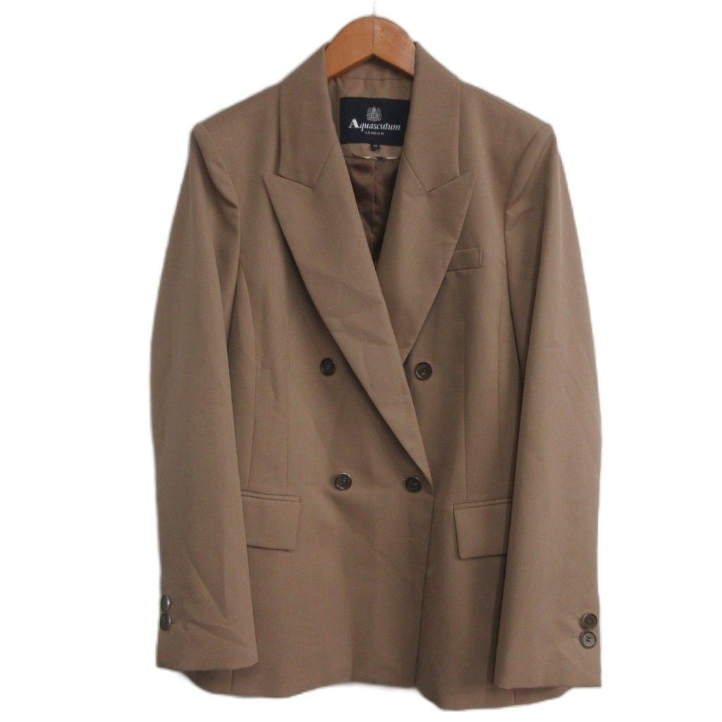 アクアスキュータム AQUASCUTUM 美品 テーラードジャケット ダブル ピークドラペル M-L ベージュ ■MNK10