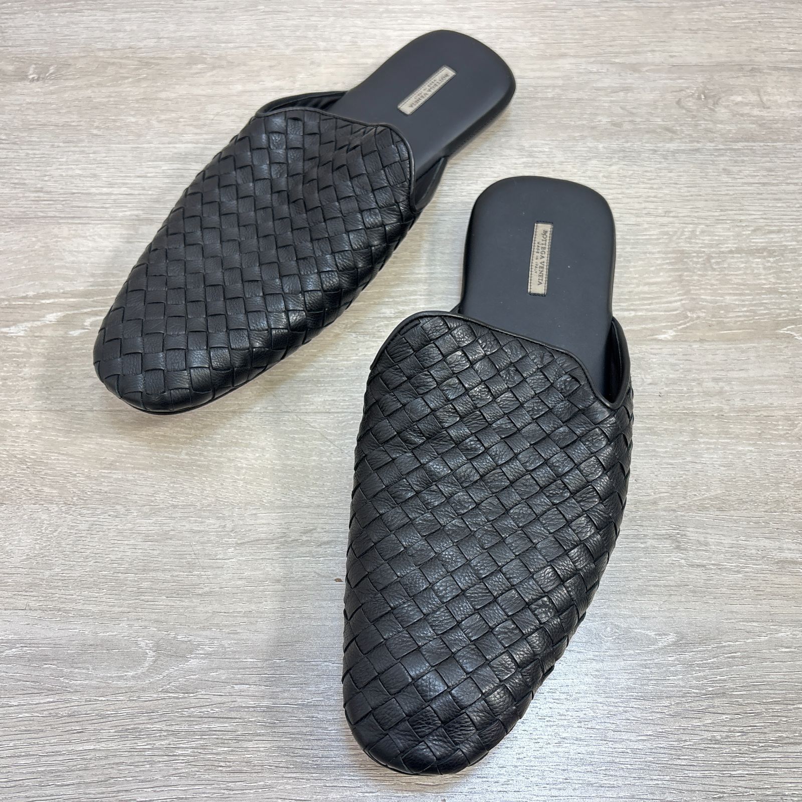 BOTTEGA VENETA ボッテガヴェネタ パラッツォ スリッパ イントレチャート レザー サンダル ミュール 黒 43 ③