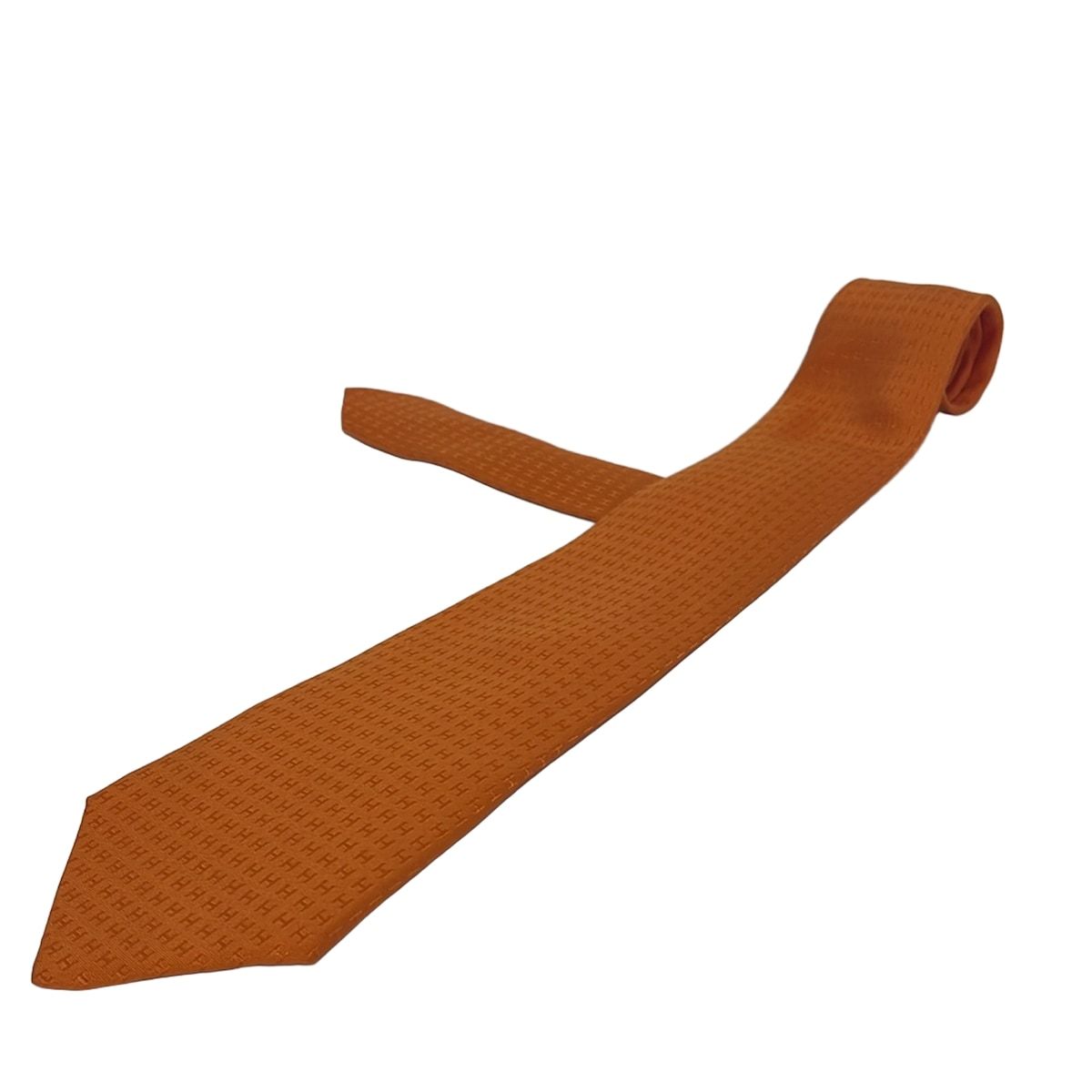 HERMES(エルメス) ネクタイ メンズ美品 - オレンジ ファソネ H