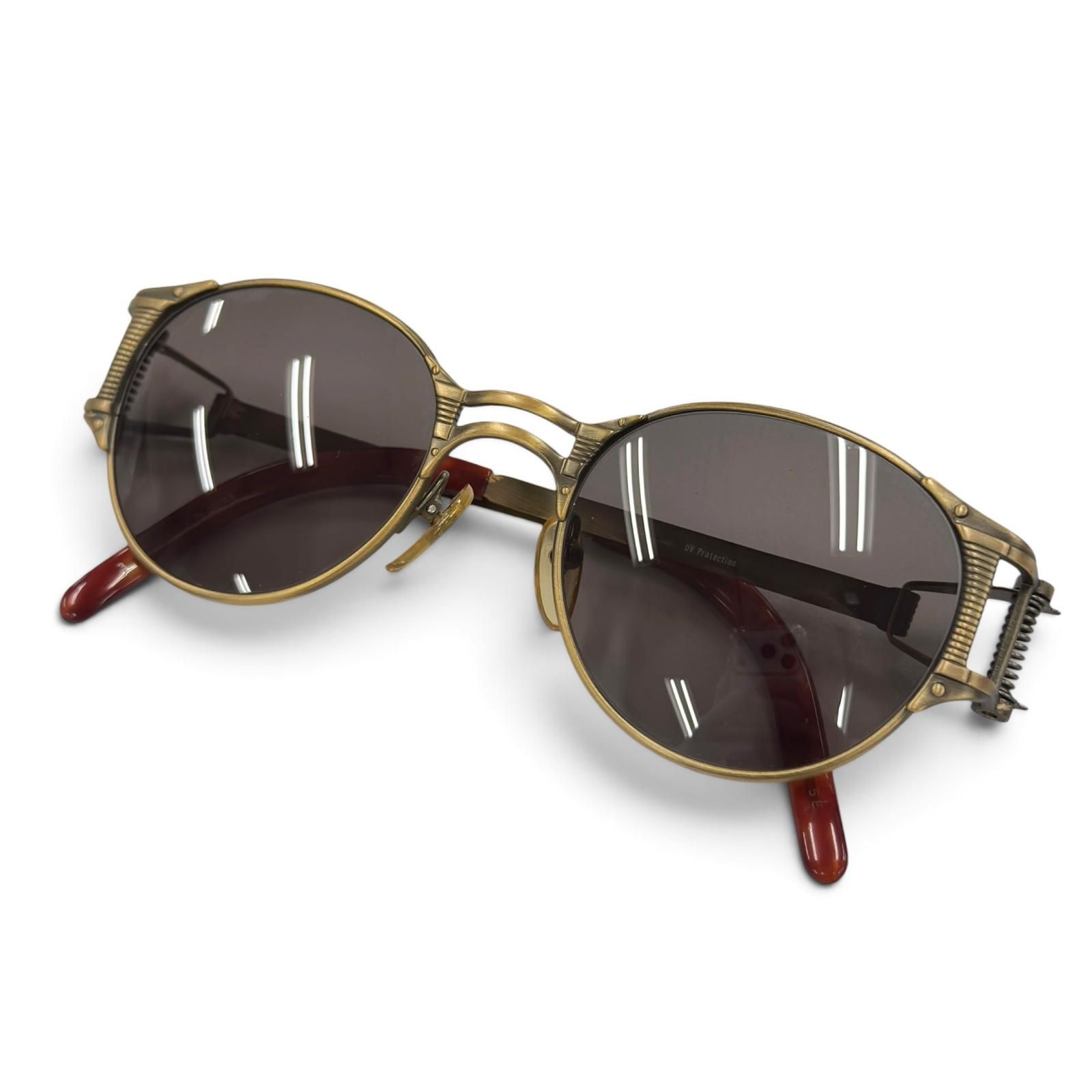 美品●JEAN-PAUL GAULTIER ジャンポールゴルチエ ヴィンテージ 56-5105 スプリングフレーム サングラス アンティークゴールド 日本製