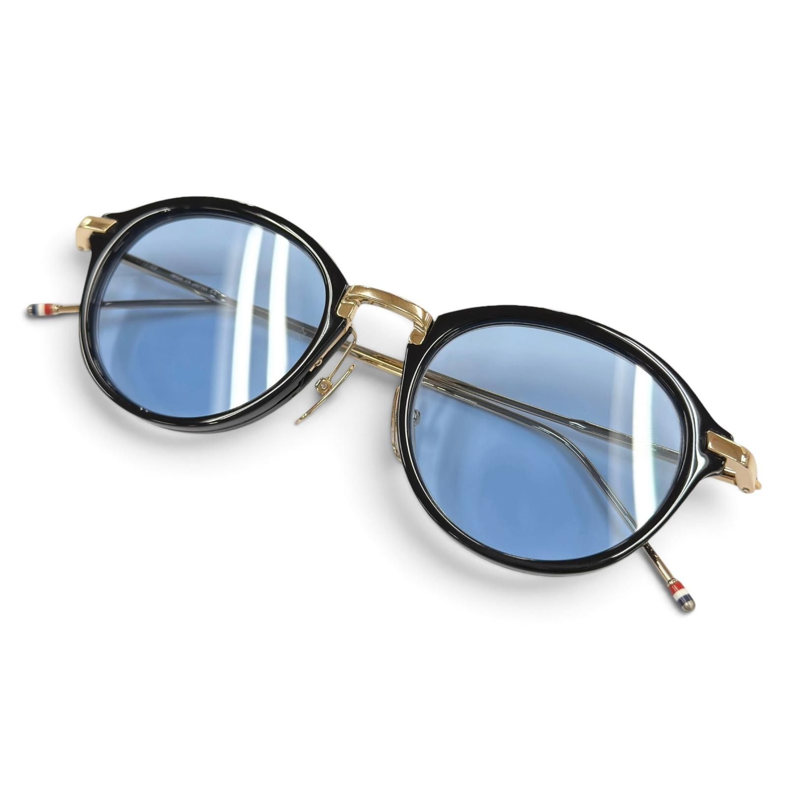 値下げTHOM BROWNE サングラス ボストン型 ブラック ゴールド 極美品○THOM BROWNE トムブラウン TB-011A 三代目JSB登坂広臣着用
