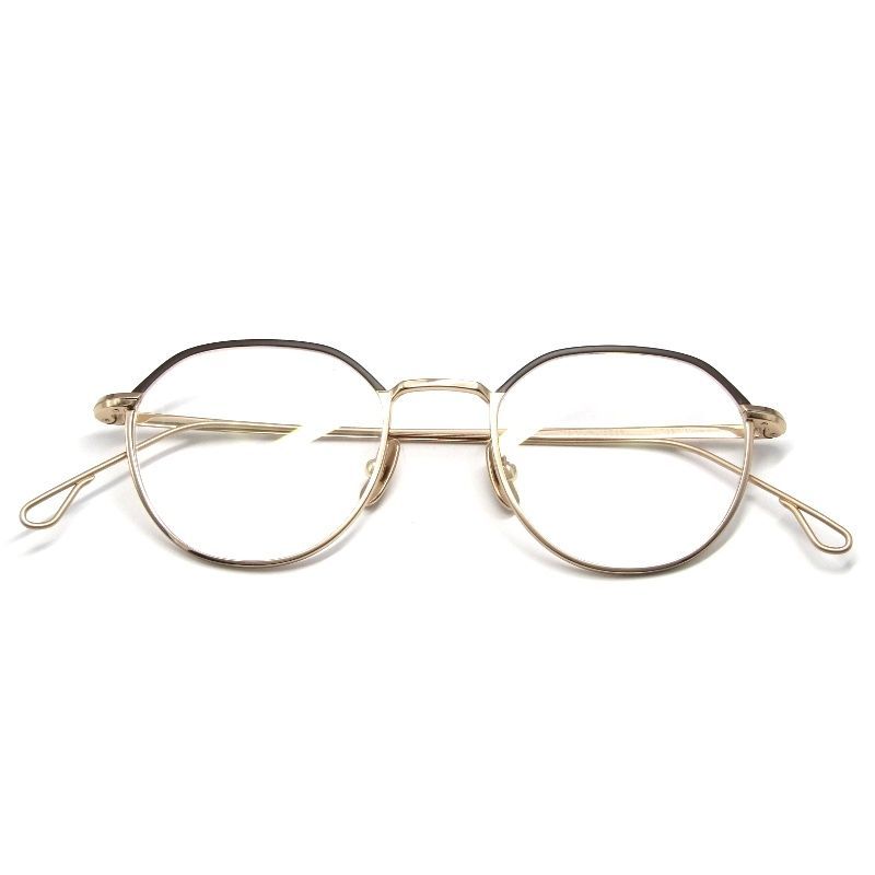 未使用 YELLOWS PLUS イエローズプラス メガネフレーム RIX 日本製 リックス クラウンパント K6BR gold/brown 61006224