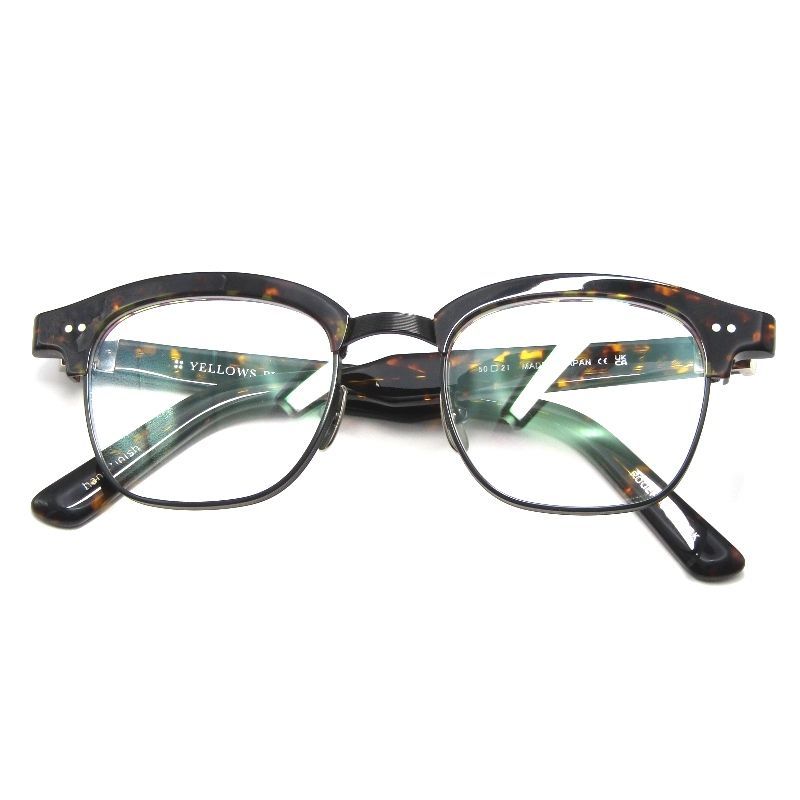 未使用 YELLOWS PLUS イエローズプラス メガネフレーム ROGER 日本製 ロジャー ブロウ スクエア 494BK fine turtle/black 61006225
