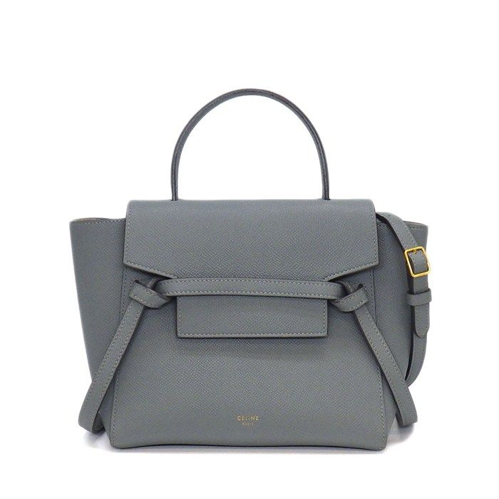 セリーヌ CELINE ハンドバッグ/ショルダーバッグ ベルトバッグ ナノ 189003ZVA ブルーグレー カーフスキン ゴールド金具 【中古】 108,900円