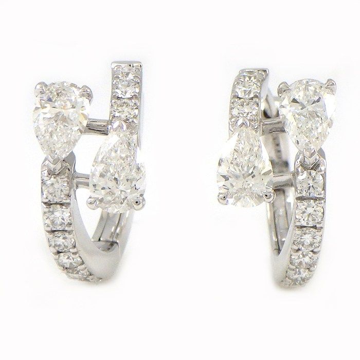 グラフ Graff GRAFF ピアス デュエット RGE1564 フープ ペアシェイプ/ラウンド ダイヤモンド 計1.1ct K18WG 【箱・保付き】 【中古】