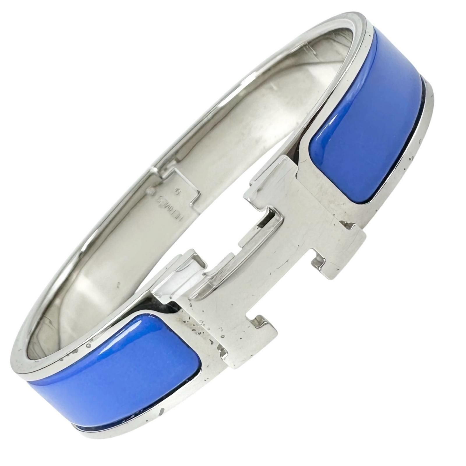 HERMES エルメス クリックH バングル エナメル/メッキ ブルー/シルバー【中古】 レディース