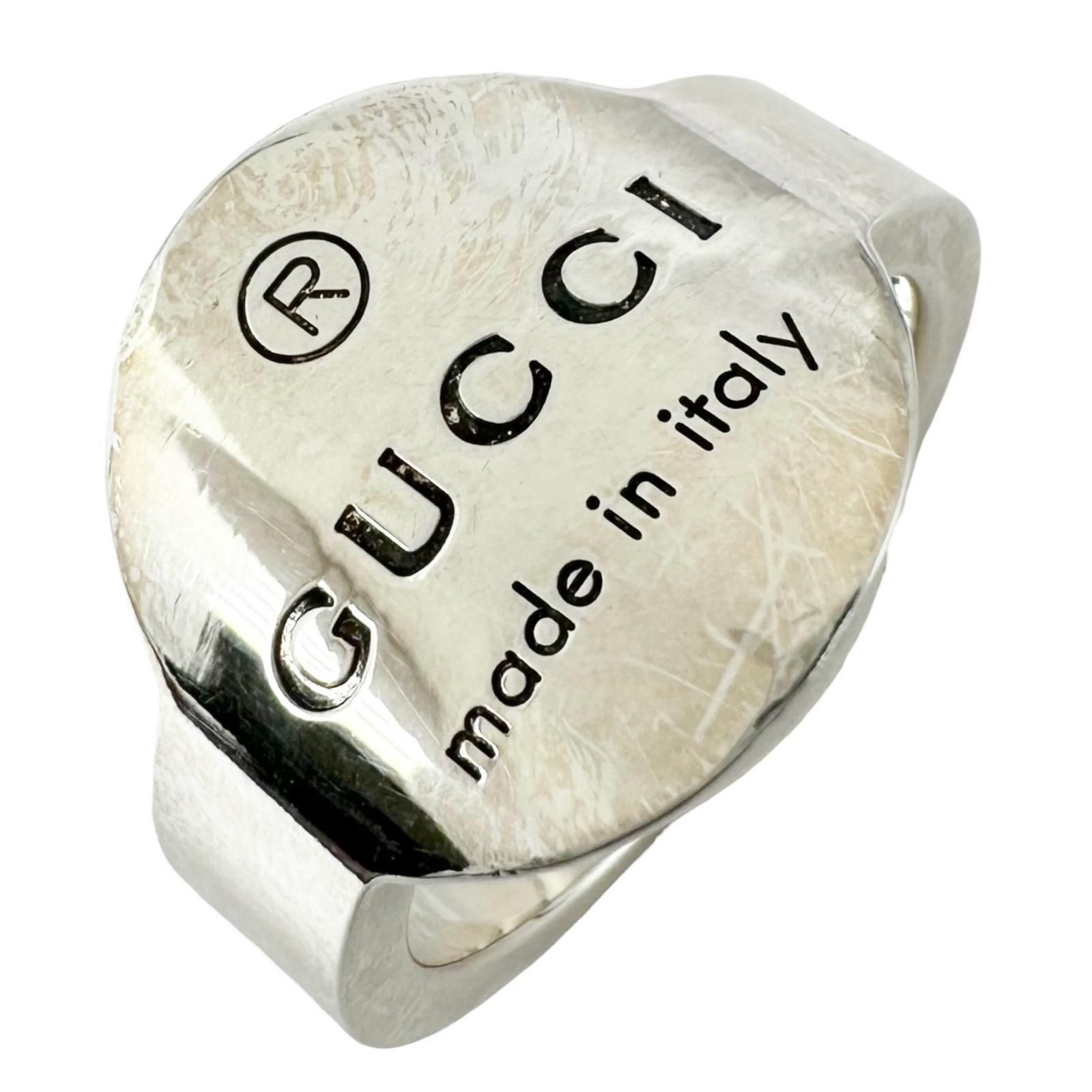 GUCCI グッチ ロゴ トレードマーク オーバル リング・指輪 シルバー925 シルバー【中古】 ユニセックス