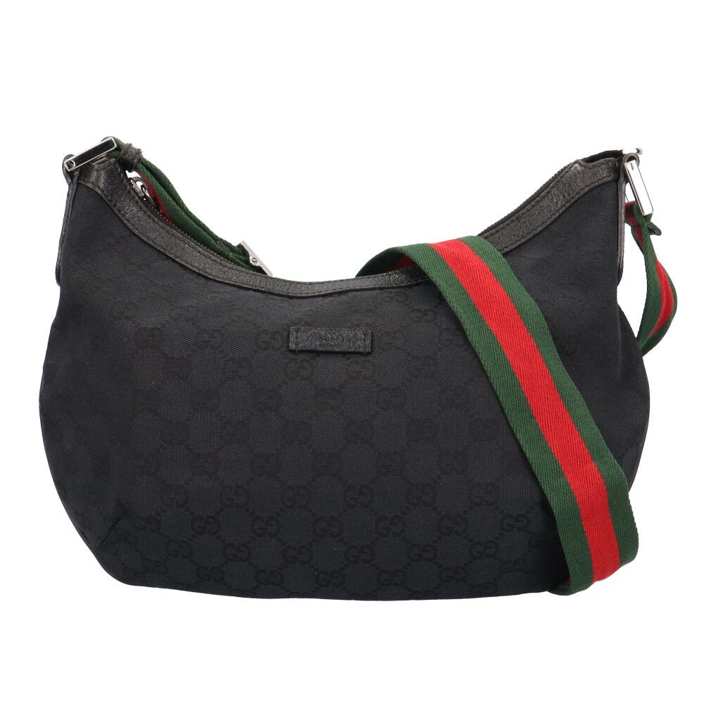 グッチ シェリーライン ショルダーバッグ GGキャンバス 181092 ブラック レディース GUCCI 中古 グッチ