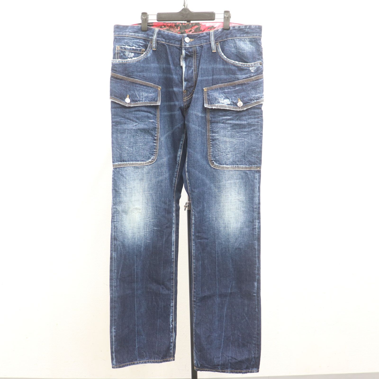 IT0SFHLPWD68 DSQUARED2 ディースクエアード ブッシュ デニム パンツ ボトムス グラフィティ ダメージ加工 コットン 青 ブルー メンズ サイズ52 9,317円