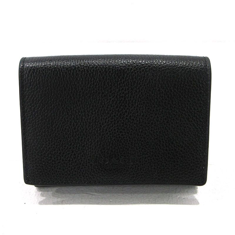 【三重本店】 中古 COACH | コーチ 三つ折り財布 トライフォールド コインウォレット CAK12 ブラック 【125】