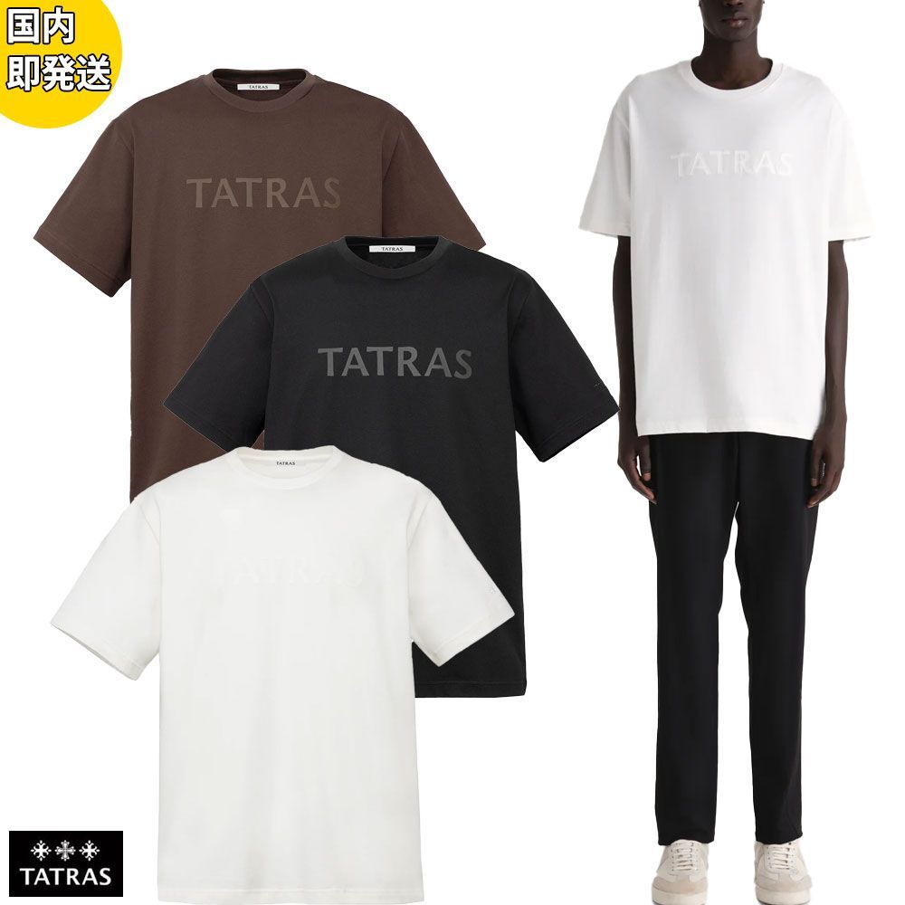 TATRAS タトラス メンズ ALBERITE アルベリテ 半袖Tシャツ メンズ 日本製 綿100％ ロゴT クルーネック コットン カットソー MCKA0703083588 大きいサイズ IVORY BLACK BROWN 正規代理店商品