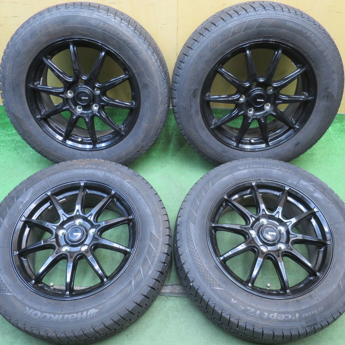 バリ溝！キレイ！9.5分◎スタッドレス 215/60R16 ハンコック ウインター アイセプト IZ 2A G-SPEED Gスピード 16インチ PCD114.3/5H◎6072405NJス