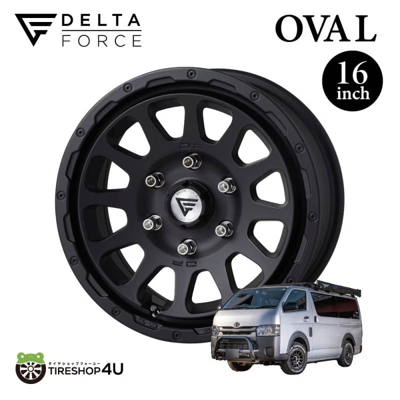 4本セット デルタフォース OVAL 16x7.0J 6/139.7 +38 マットブラック MB 16インチ 新品 正規品 ハイエース 200系 DELTA FORCE オーバル