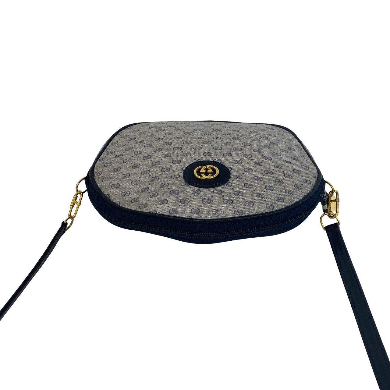 極 美品 GUCCI グッチ オールドグッチ マイクロGG ロゴ 柄 金具 レザー