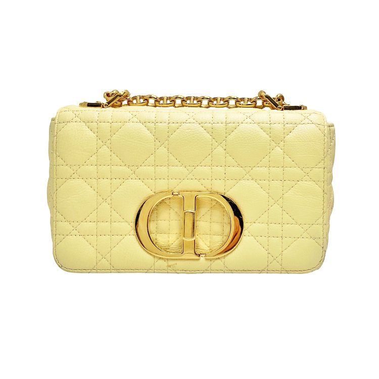 Christian Dior クリスチャンディオール Caro バッグ スモール M9241UWHC ショルダーバッグ イエロー レザー カーフスキン