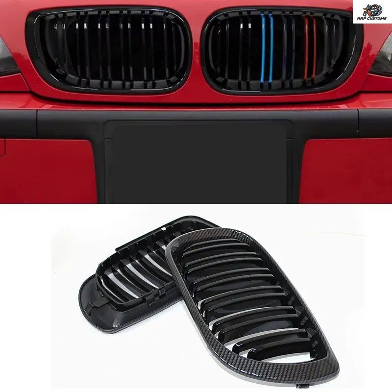 BMW 3 SERIES E46 SEDAN 4 DOOR 320I 350I 2002-2005 FRONT BUMPER RACING GRILLE 1PAIR CAR SINGLE SLAT KIDNEY SPORT GRILLE COVER