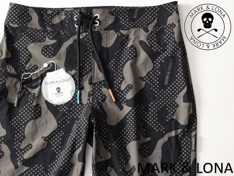 正規品★MARK&LONA マーク＆ロナ★Vector Board Shorts ドットカモストレッチショートパンツ M★46【MLM-2B-AT25】ブラック黒【本物保証】