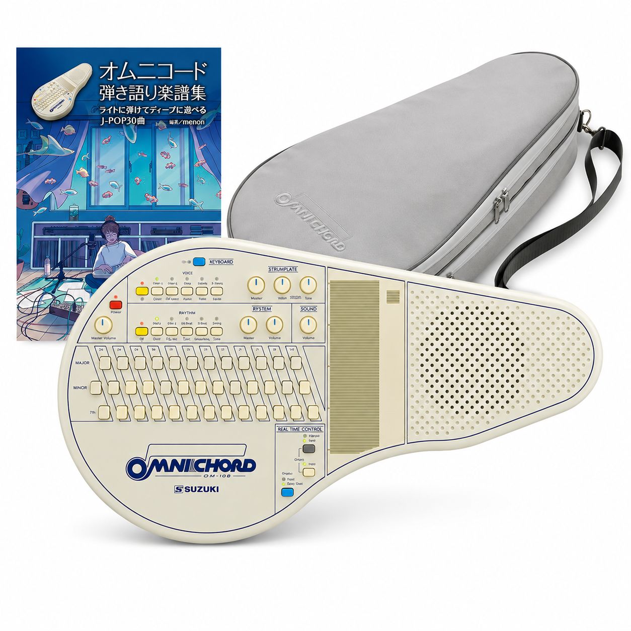 [Brand New] SUZUKI Omni Chord OM-108 Exclusive Soft Case with Music Score Book, 3 Piece Set, Electronic Musical Instrument Cord Performance Rhythm Accompaniment Suzuki OMNICHORD
