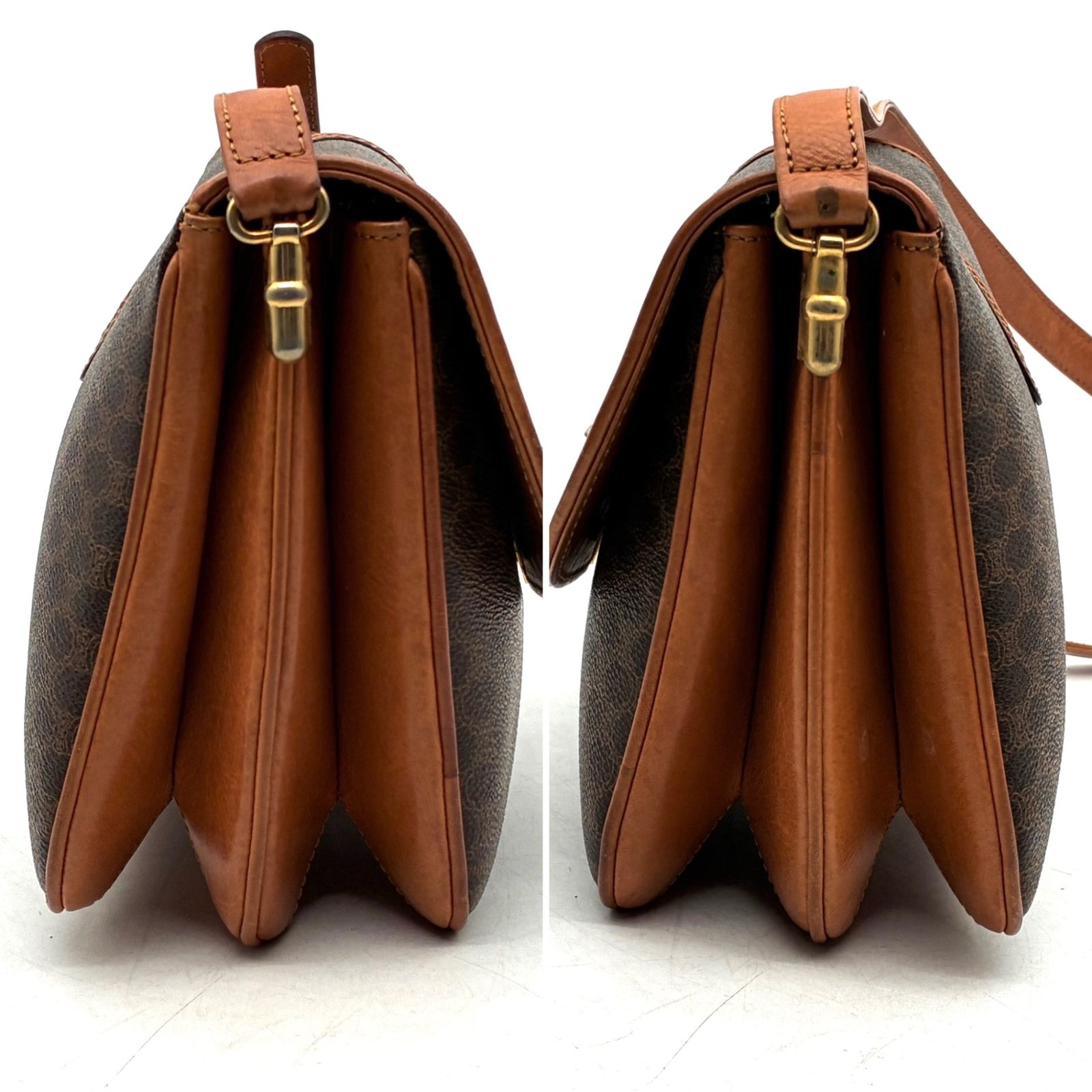 良品 セリーヌ CELINE マカダム トリオンフ ショルダーバッグ フラップ 