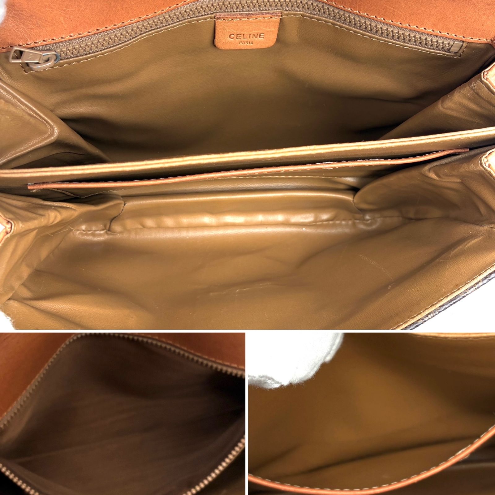 良品 セリーヌ CELINE マカダム トリオンフ ショルダーバッグ フラップ 