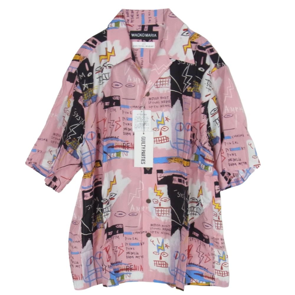 WACKO MARIA ワコマリア 26SS BASQUIAT-WM-HI27 JEAN MICHEL BASQUIAT S/S TYPE-3 ジャン ミシェル バスキア ハワイアン アロハ 開襟 オープンカラー 半袖 シャツ M【未使用】【中古】