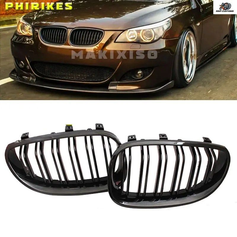 CAR FRONT BUMPER GRILLE KIDNEY RACING GRILL GRILLES BMW E60 E61 5 SERIES 2003-2009 GLOSS DOUBLE SLAT