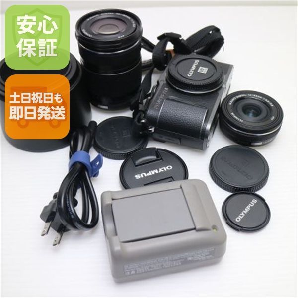 超美品 E-PL10 EZ ダブルズームキット ブラック 本体 土日祝発送OK