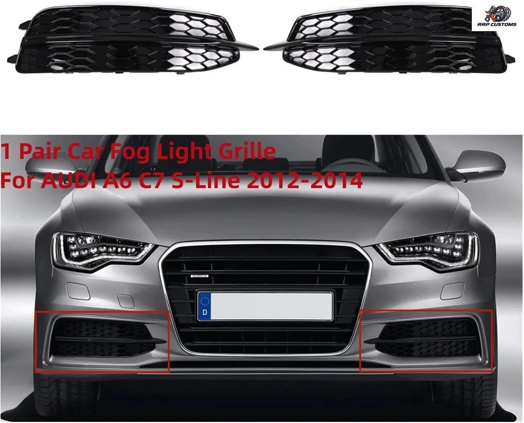 FRONT BUMPER FOG LAMP GRILLE AUDI A6 C7 S-LINE 2012 2013 2014 PAIR HONEYCOMB FOG LIGHT GRILL COVERS
