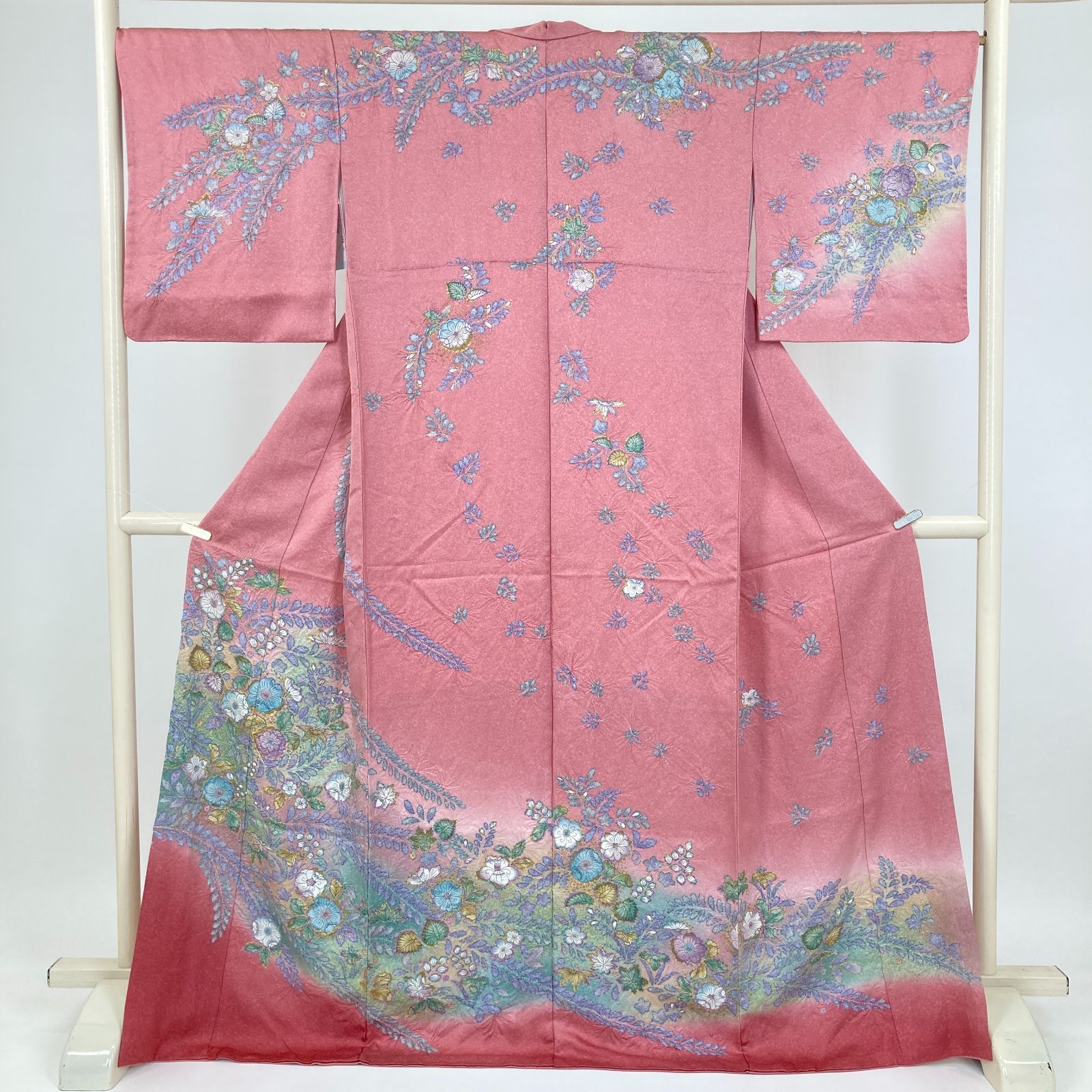 たんす屋 TANSU-YA 着物 リユース着物 訪問着 ピンク フォーマル セミフォーマル 辻が花 ぼかし 袷 絹 洗い済 【身丈】164.5cm【裄丈】68.5cm 7650004372950