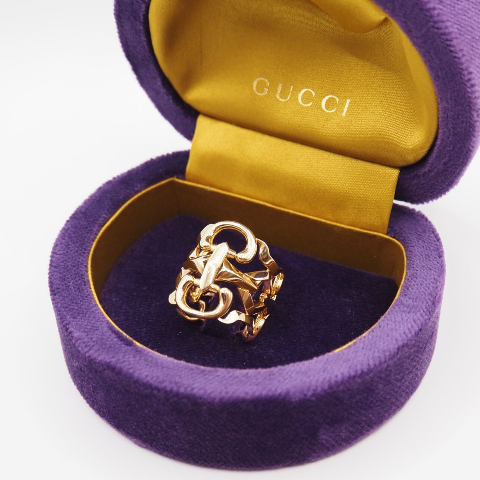 【限定品】GUCCI 約14号 GUCCI ホースビット リング YG K18 ゴールド グッチ