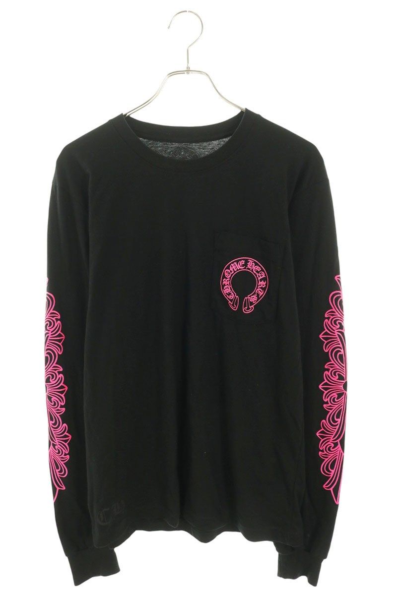 クロムハーツ CH L/S 1 袖フローラルバックホースシュープリント長袖カットソー メンズ M