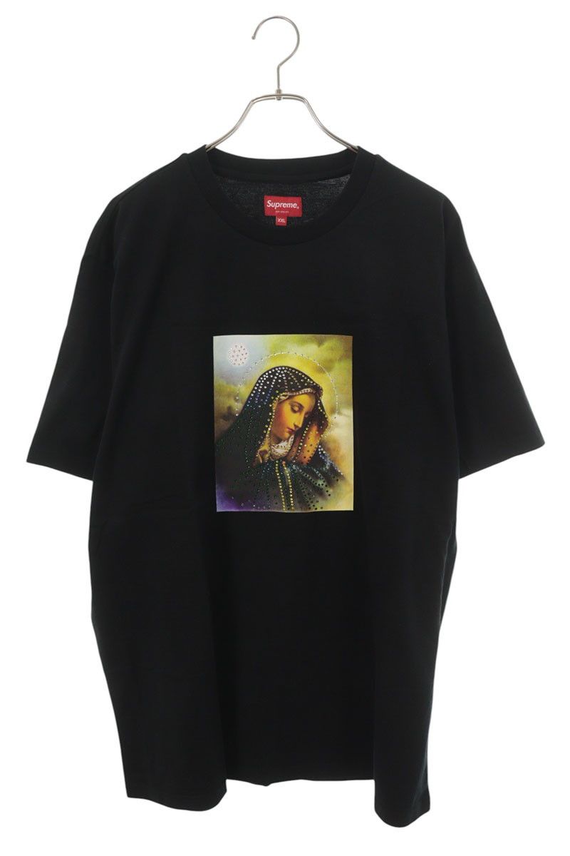 シュプリーム 22AW Mary Rhinestone S/S Top ラインストーン付きフロントプリントTシャツ メンズ XXL