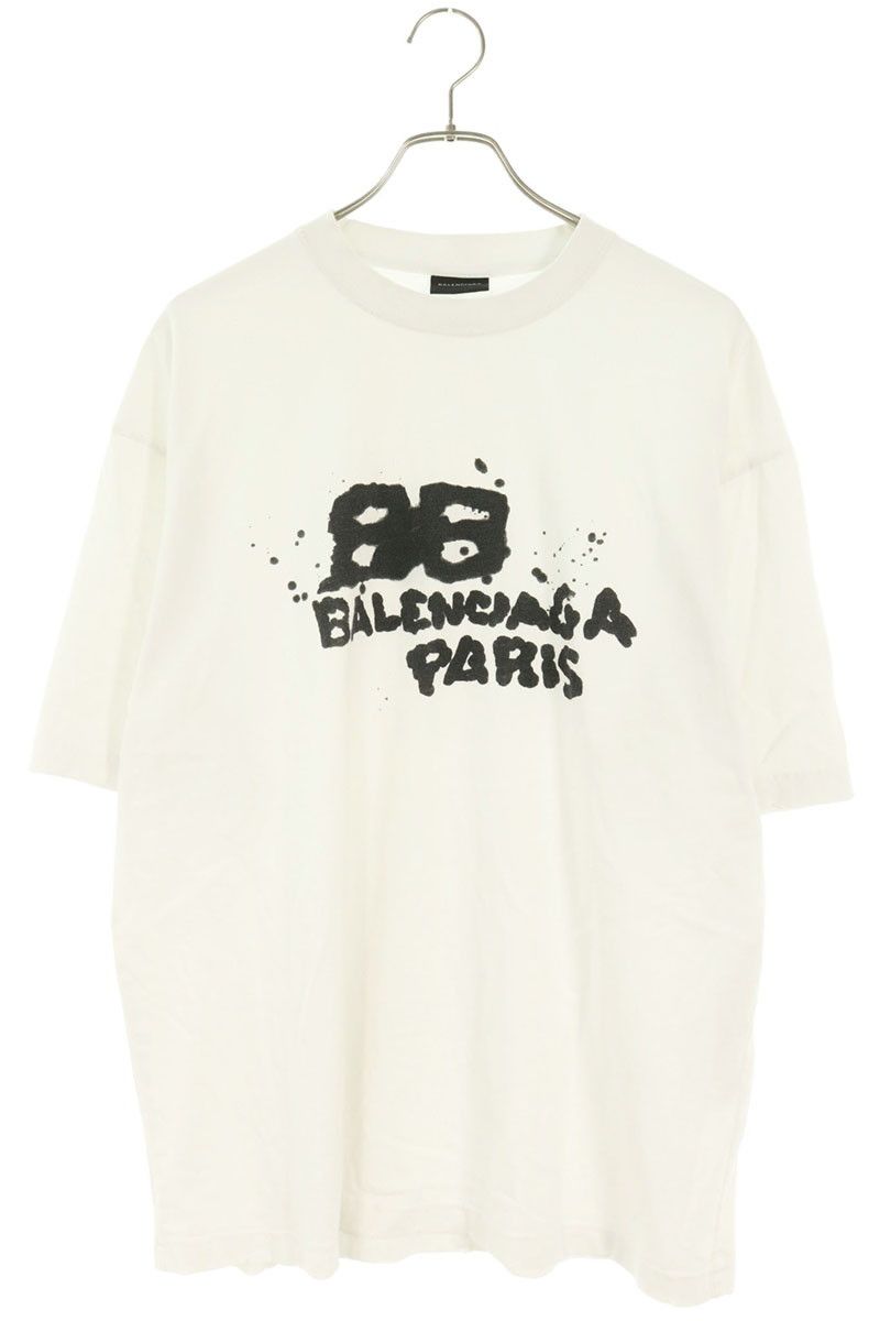 バレンシアガ 23SS 612966 TNVN4 ハンドドロウンロゴプリントTシャツ メンズ M