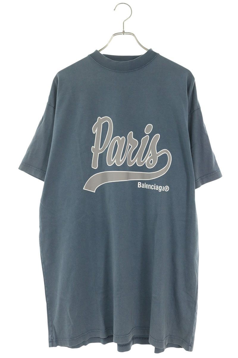 バレンシアガ 787349 TRVM1 PARISロゴプリントオーバーサイズTシャツ メンズ 1