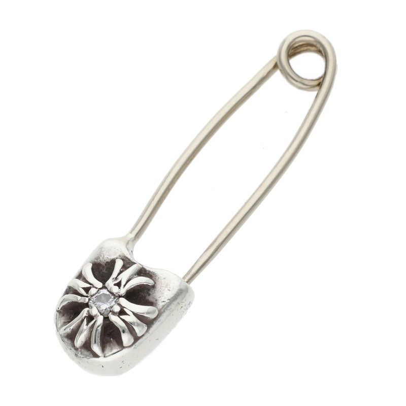 クロムハーツ SAFETY PIN SM 1DIA/スモールセーフティピン 1ダイヤ/シルバーネックレストップ メンズ