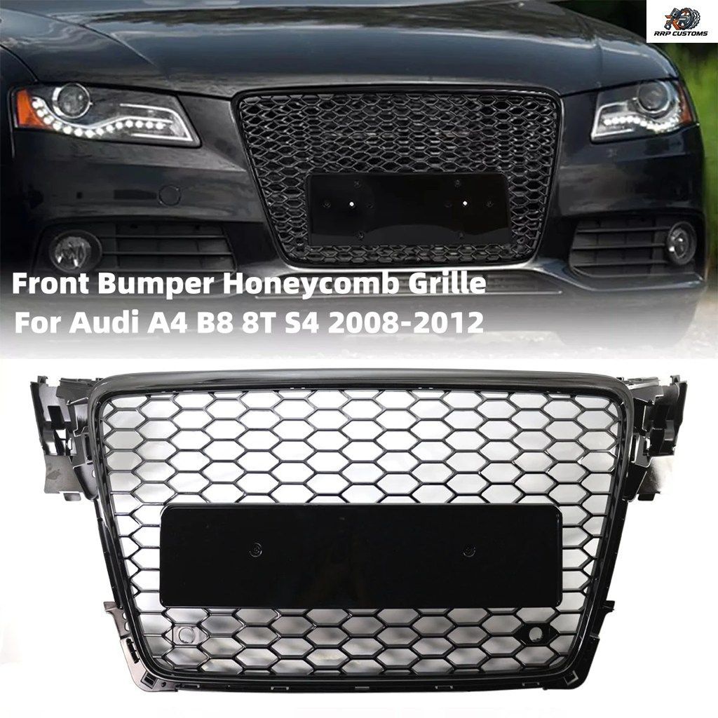 FRONT BUMPER HONEYCOMB MESH GRILLE AUDI A4 B8 8T S4 2008-2012 RS4 STYLE FRONT BUMPER GRILLE GRILL COVER 23,985円