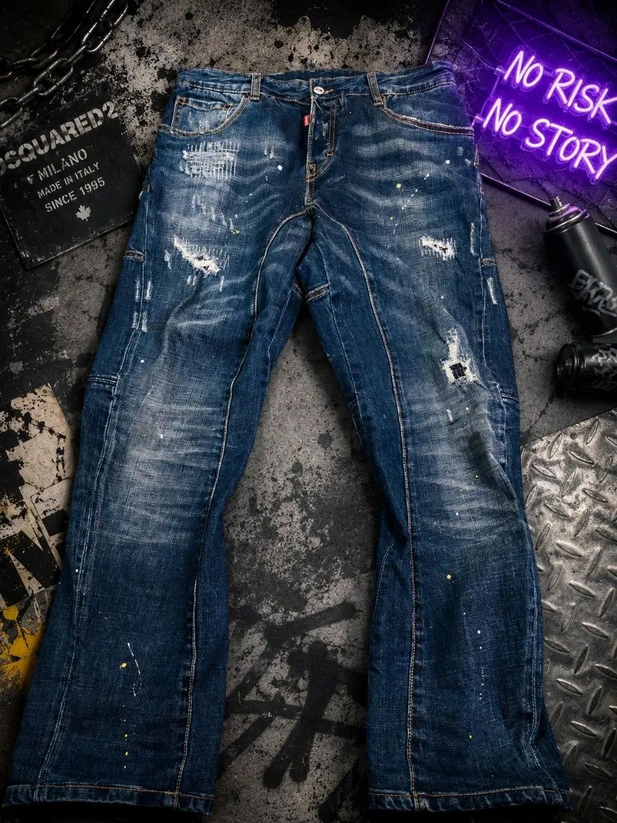 DSQUARED2 ディースクエアード2 ブーツカット デニム ペインティング ダメージ ズボン 48 (約33インチ)