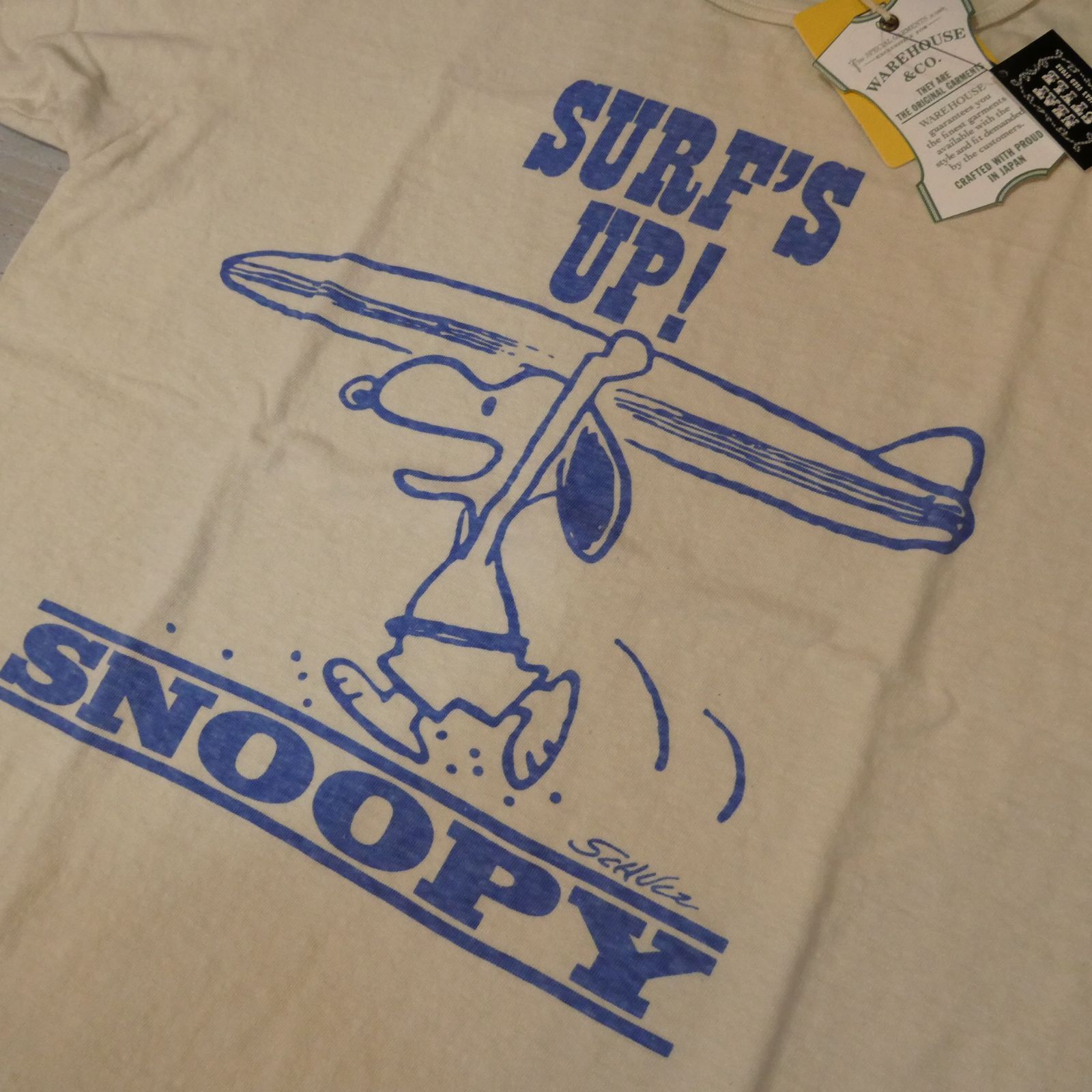 Vintage PEANUTS by WAREHOUSE】 SURF'S UP スヌーピー 半袖プリントT
