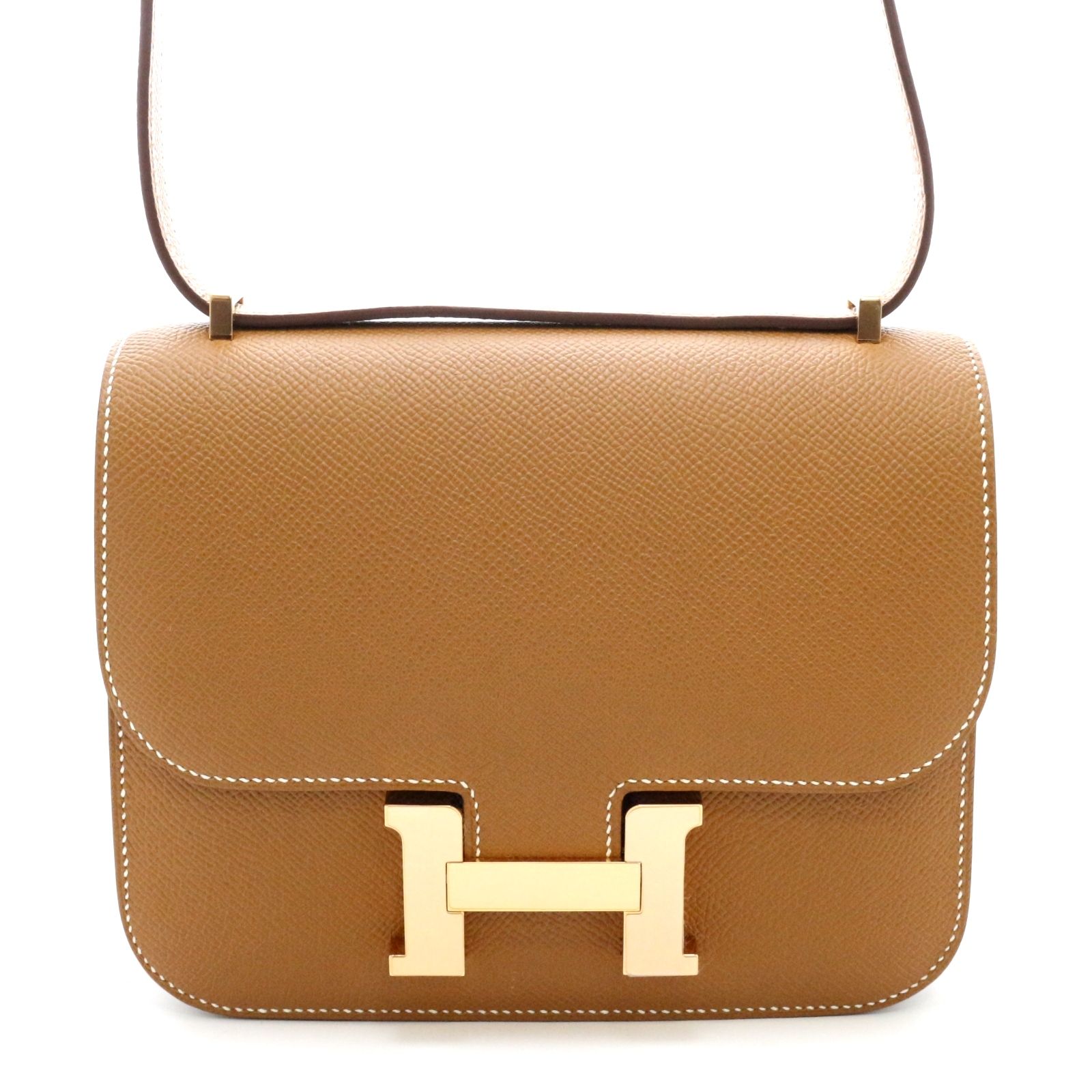 HERMES エルメス コンスタンス3・ミニ ミロワール ショルダーバッグ ヴォーエプソン ゴールドPGGP金具 W刻印 レディース【中古】473