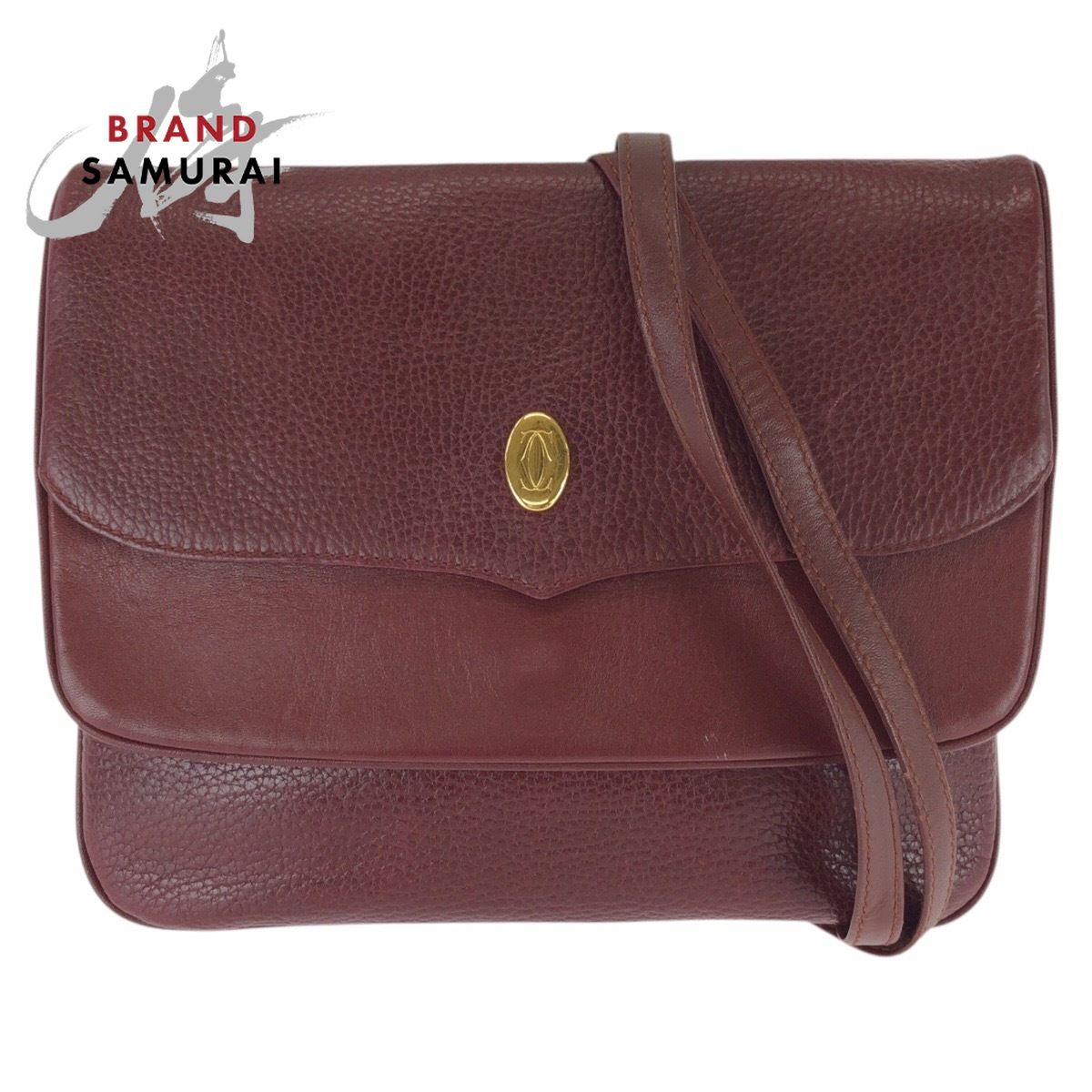 美品 CARTIER カルティエ マストライン ワインレッド ボルドー ゴールド金具 レザー ショルダーバッグ レディース 603990【中古】