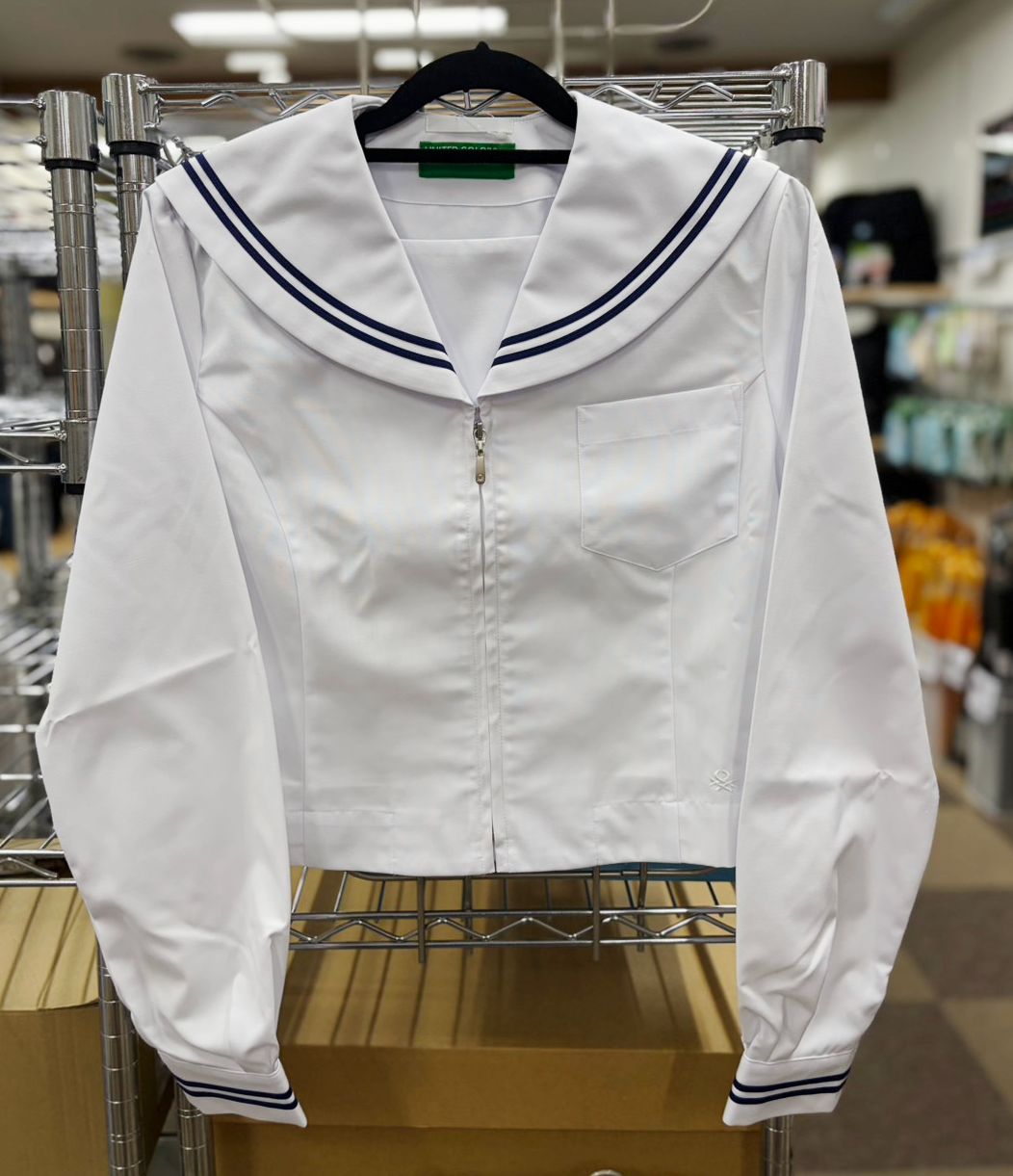 セーラー服 長袖 白衿 紺の2本ライン S 夏セーラー 夏服【新品・送料込み】