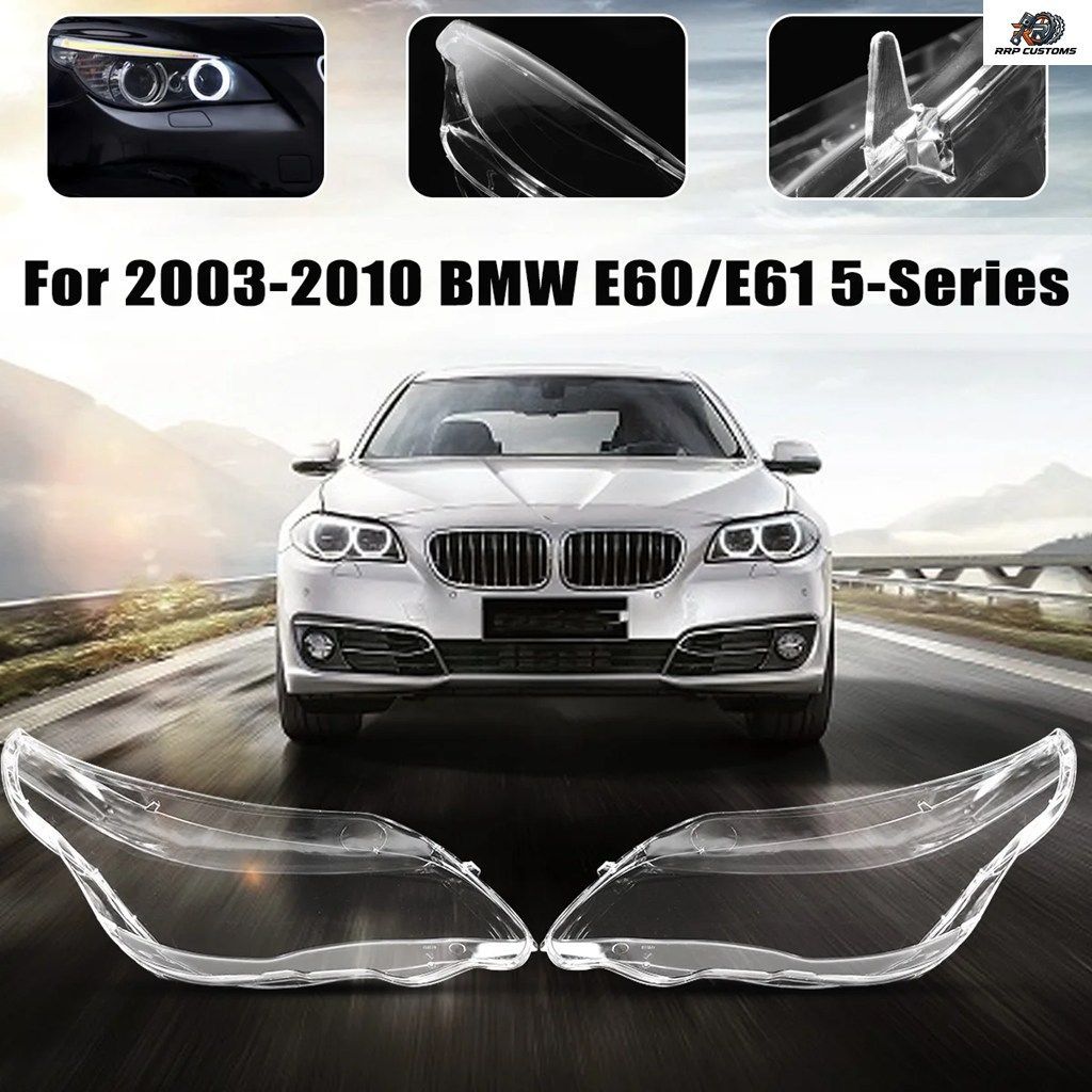 LEFT+RIGHT CAR HEADLIGHT LENS COVER LAMPE SHELL BMW E60 E61 25I 2003-2010 HEADLIGHT COVER