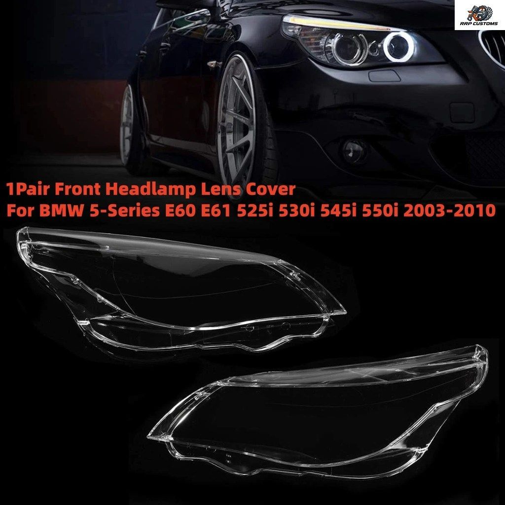 CAR FRONT HEADLAMP LENS COVER BMW 5-SERIES M5 E60 E61 525I 530I 2003-2010 1PAIR HEADLIGHT SHELL TRANSPARENT LAMPE