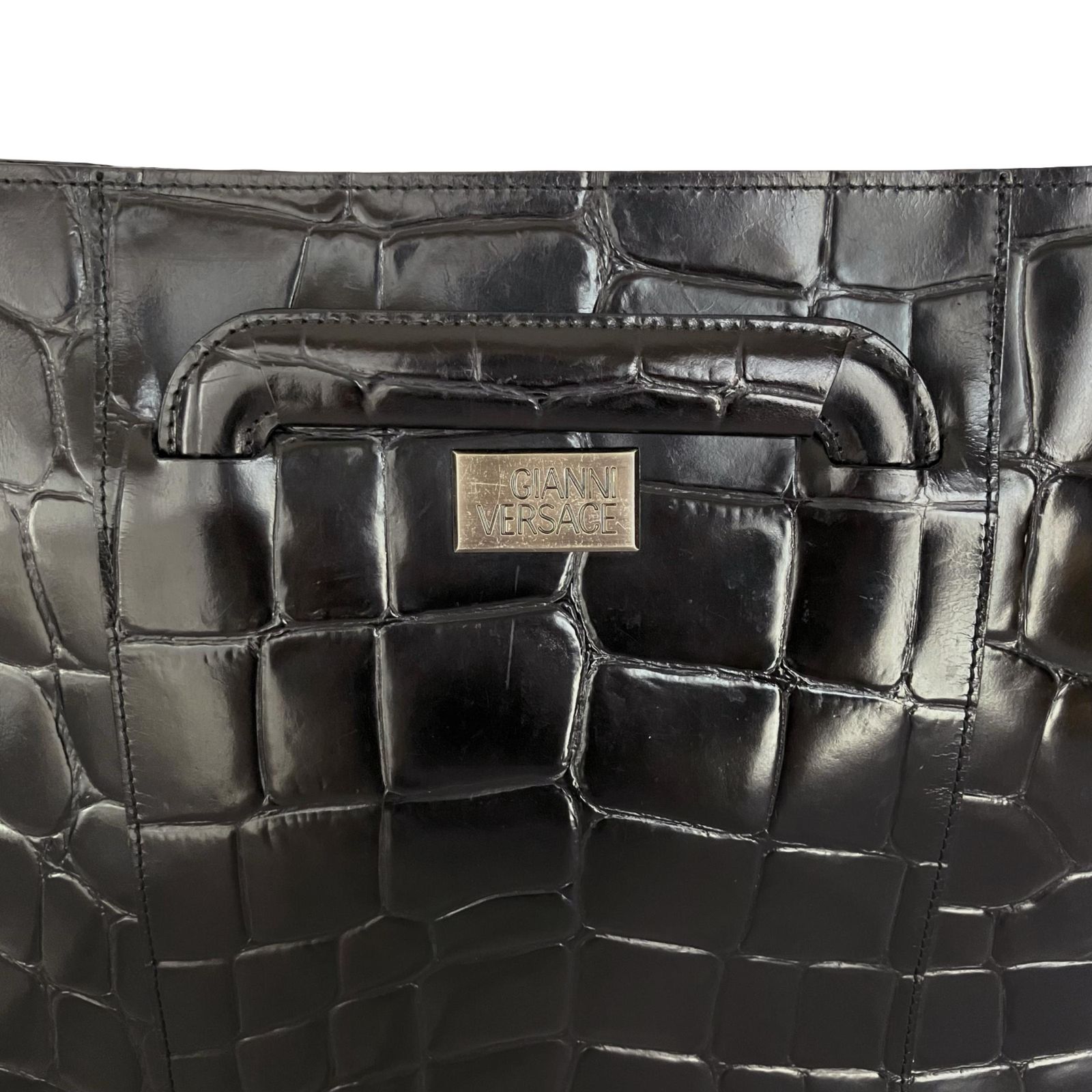 GIANNI VERSACE ジャンニ ヴェルサーチ クロコダイル調 型押し レザー 