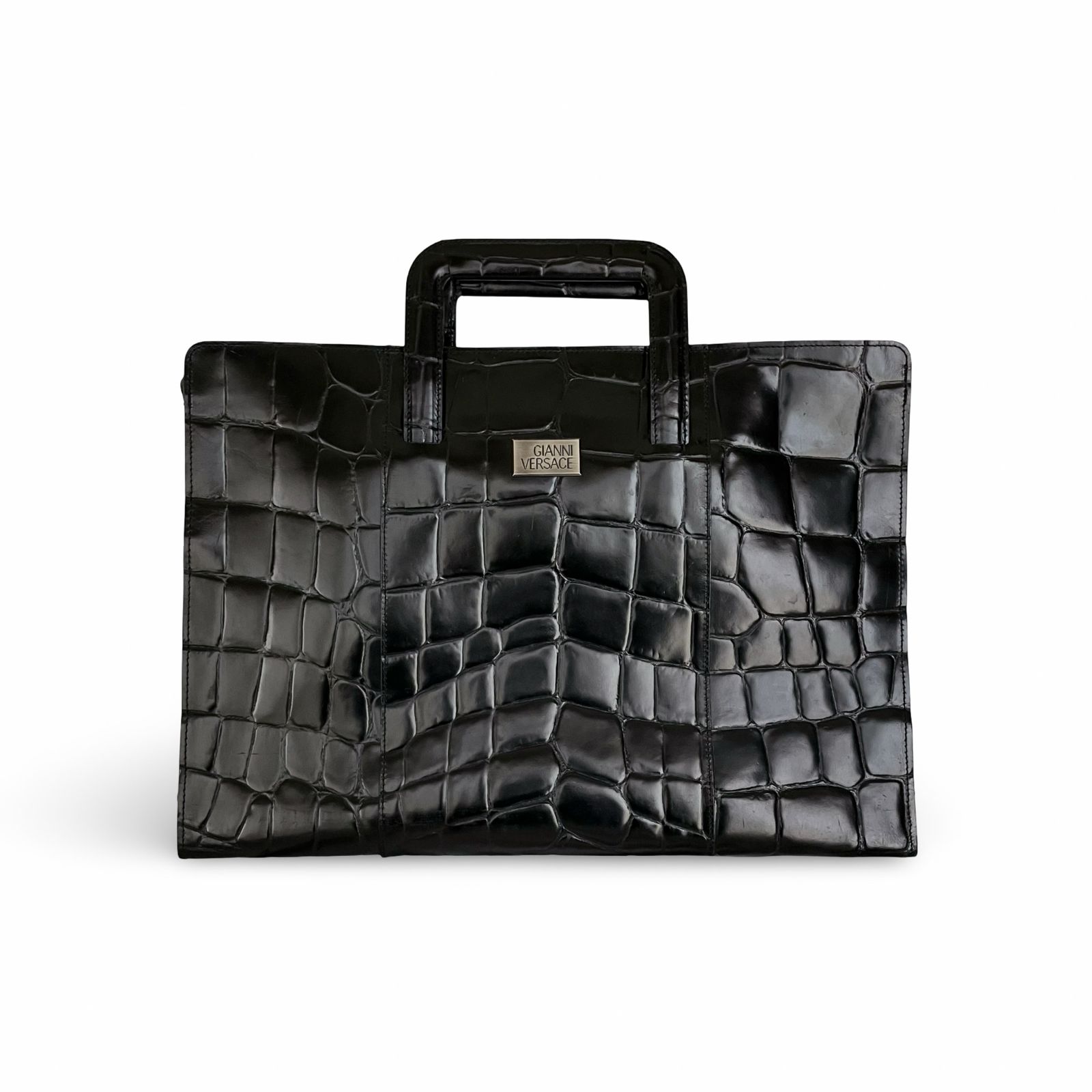 GIANNI VERSACE ジャンニ ヴェルサーチ クロコダイル調 型押し レザー 